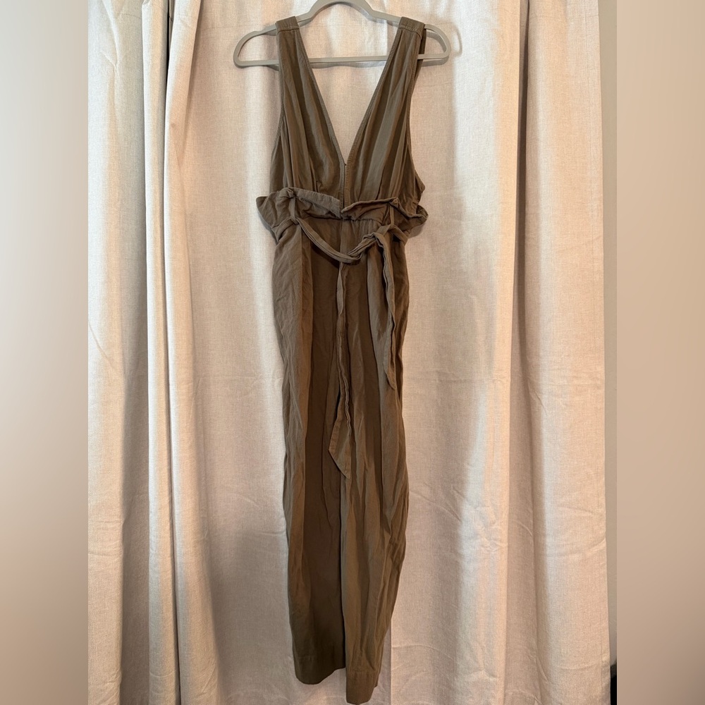 Mable 100% Cotton Tilly Belted jumpsuit olive green - Picture 4 of 7